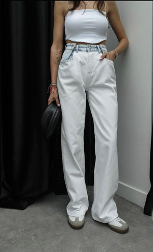 White & Blue Denim Pants