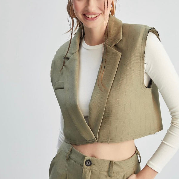 Olive Green Cropped Vest