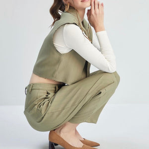 Olive Green Cropped Vest