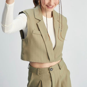 Olive Green Cropped Vest