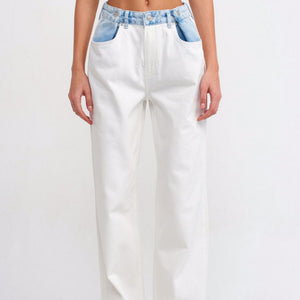 White & Blue Denim Pants